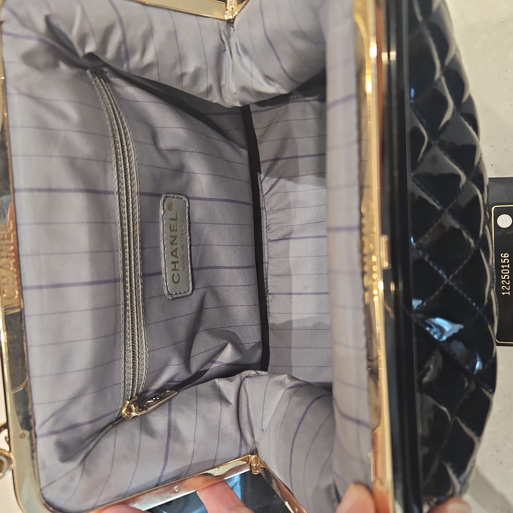 Chanel Mademoiselle Quilted Satchel Black Patent w/Gold Accents - Picture 5 of 8